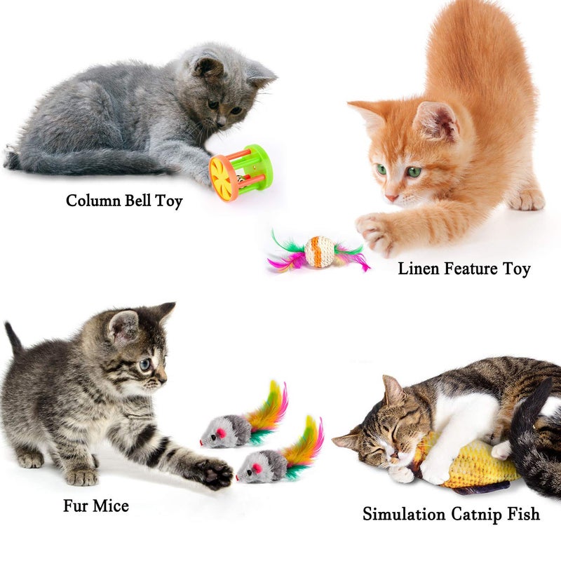 MIBOTE 28Pcs Cat Toys Kitten Toys Assorted, Cat Tunnel Catnip Fish Feather Teaser Wand Fish Fluffy Mouse Mice Balls and Bells Toys for Indoor Cat Puppy Kitty Interactive Cat Toy Set - Image 4